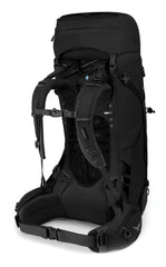 OSPREY Aether 55L custom-fit hipbelt and shoulder straps support heavier loads during rugged treks.