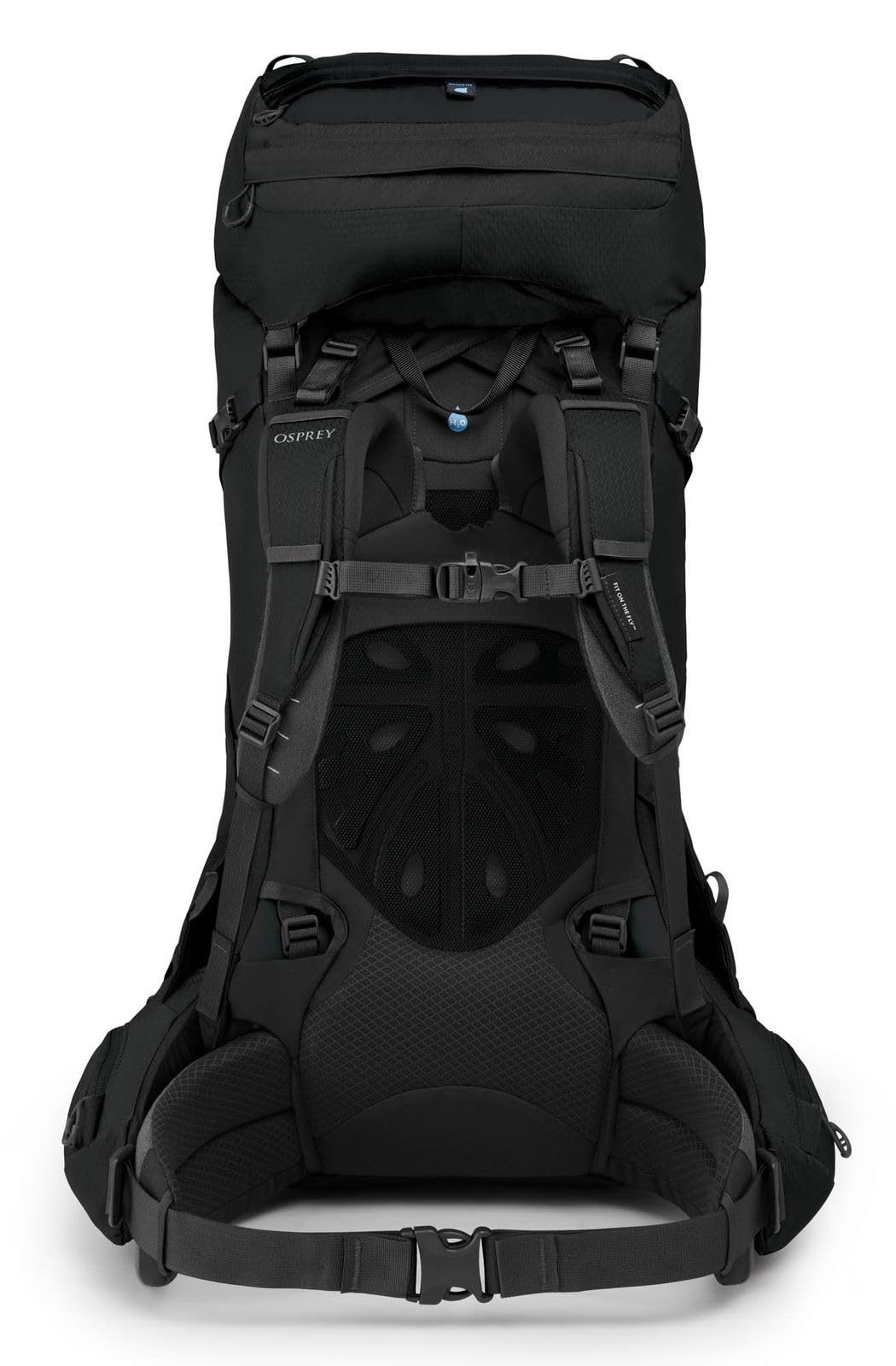 Osprey Aether 65L AirScape backpanel emphasizes breathable comfort during climbs.