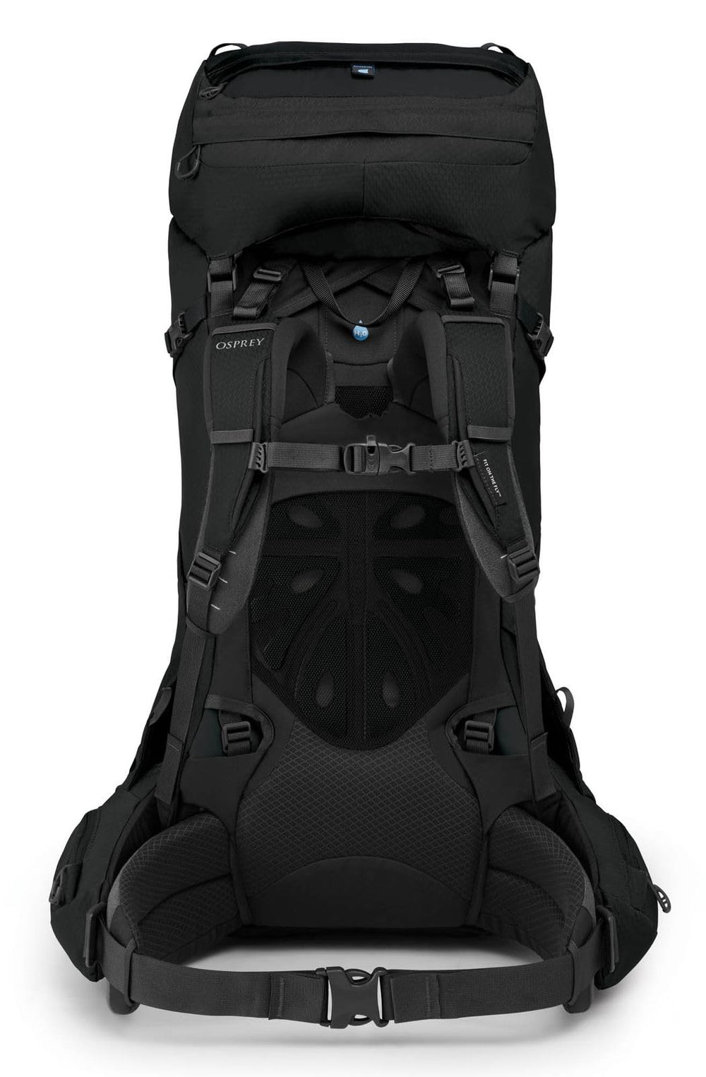 Osprey Aether 65L AirScape backpanel emphasizes breathable comfort during climbs.