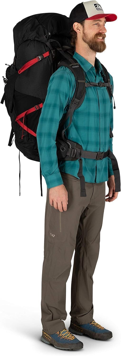 Osprey Aether Plus 100L bluesign fabrics and PFAS-free DWR are sustainability features
