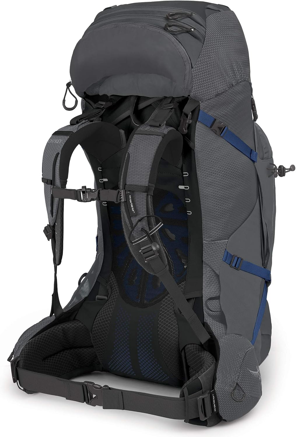 Osprey Aether Plus 70L front panel zip access to main compartment.