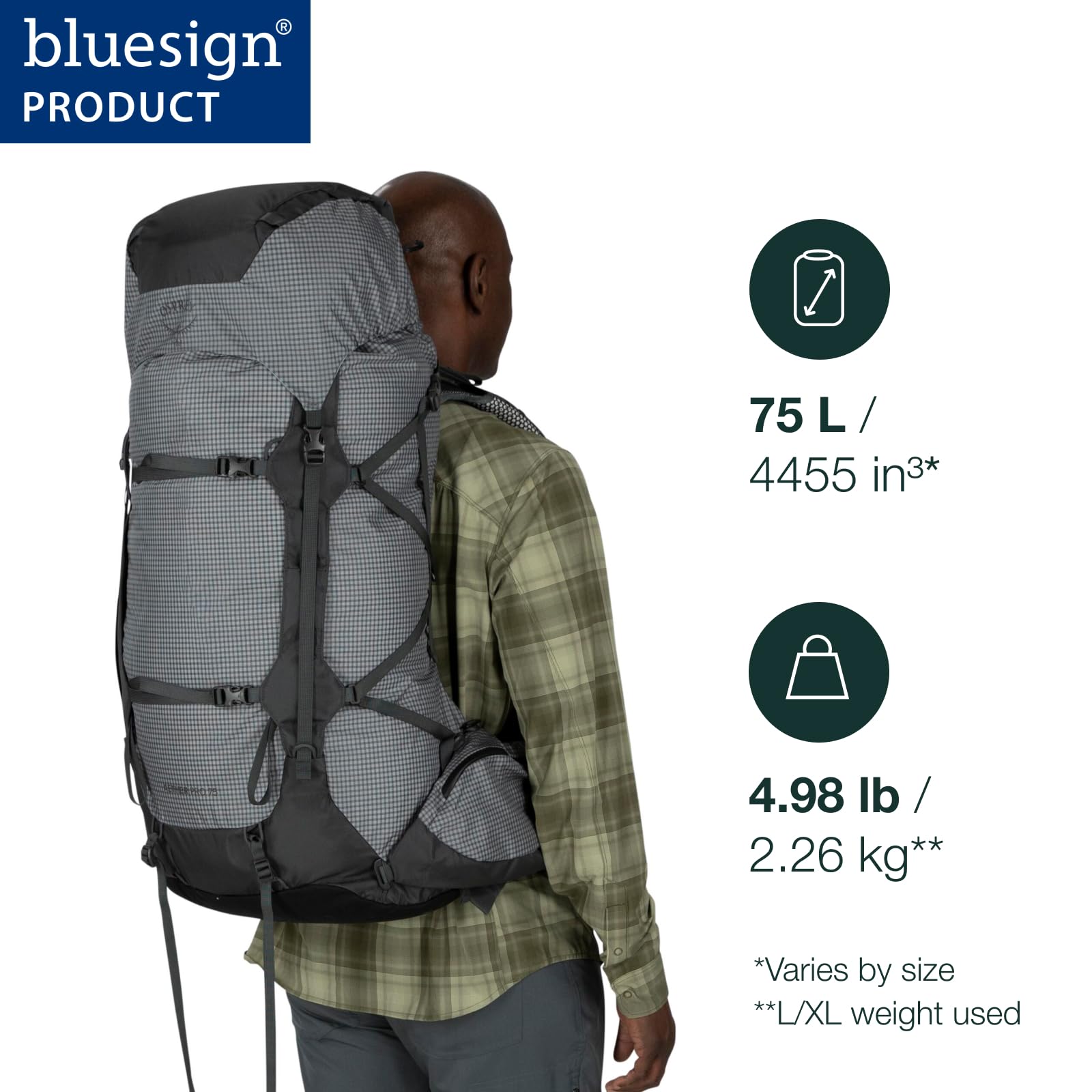 Osprey Aether Pro 75L NanoFly fabric provides rugged durability for tough trails.