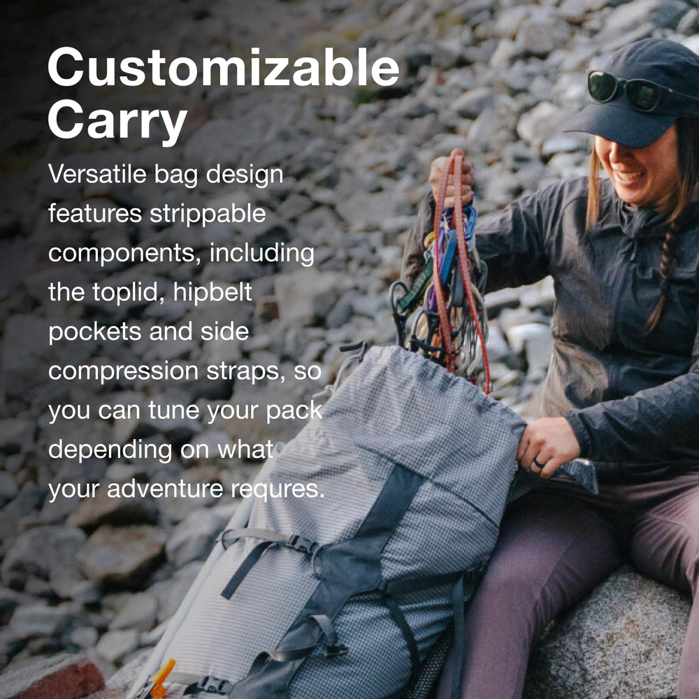 Dual removable straps illustrate customizable compression for varying loads.