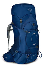 Osprey Ariel 55L ceramic blue backpanel for breathable, close-to-body comfort on trails