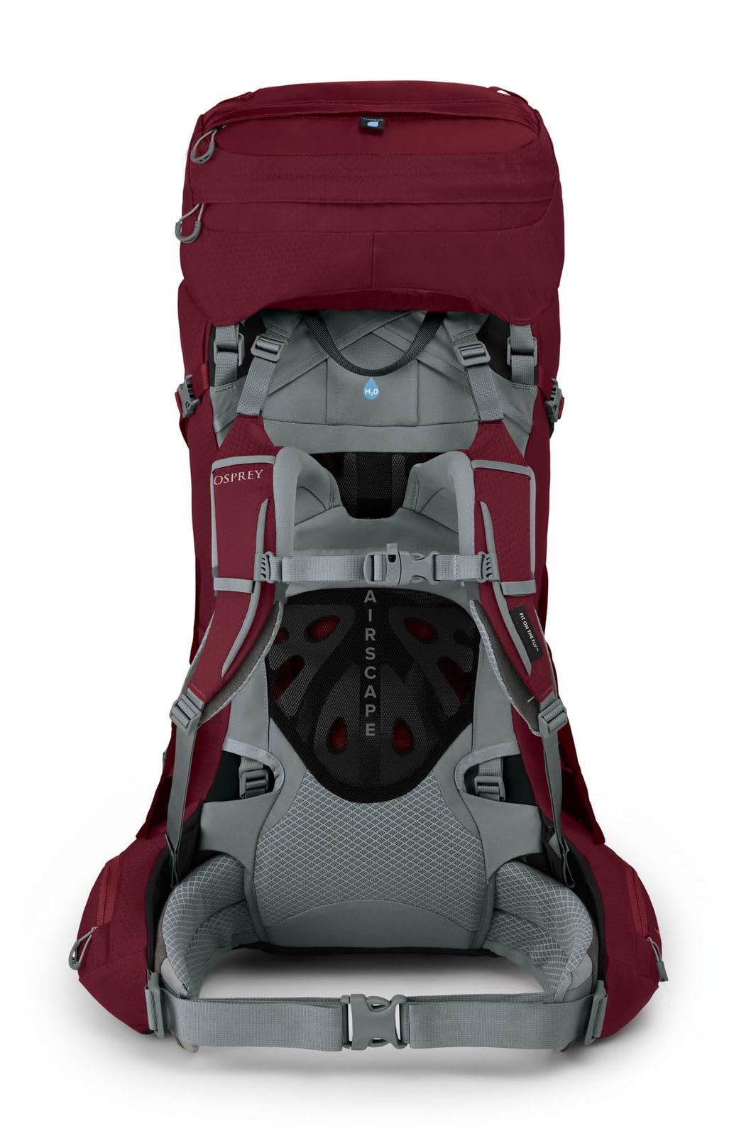 Osprey Ariel 55L backpanel image highlighting breathable AirScape support