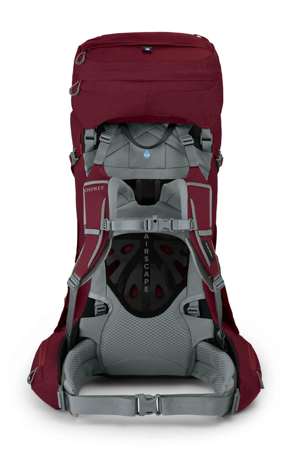 Osprey Ariel 55L backpanel image highlighting breathable AirScape support