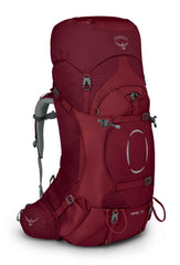 Osprey Ariel 55L women's backpack front view showing balanced fit on the trail