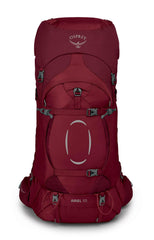 Osprey Ariel 55L hipbelt close-up illustrating customizable Fit-on-the-Fly