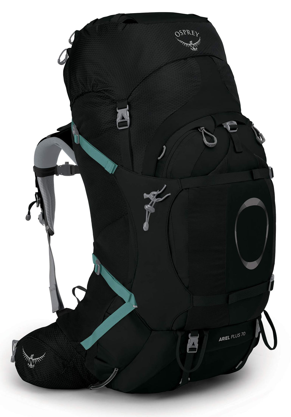 Osprey Ariel Plus 70L with adjustable torso length enables personalized fit.
