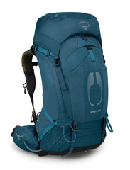 Osprey Atmos AG 50L back panel with side pockets keeps bottles within reach on hikes.