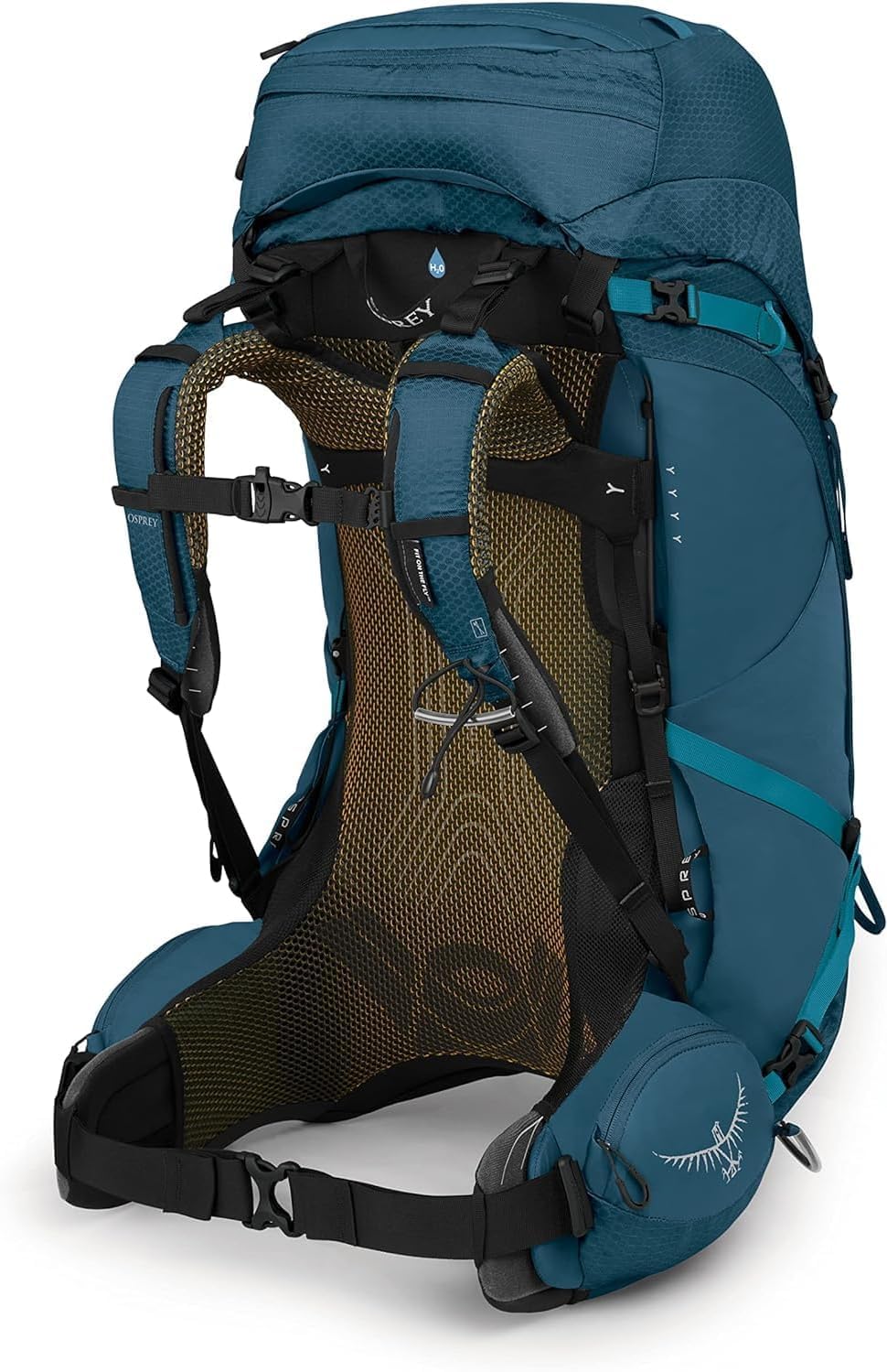 Osprey Atmos AG 50L sleeping bag compartment keeps sleep system organized.