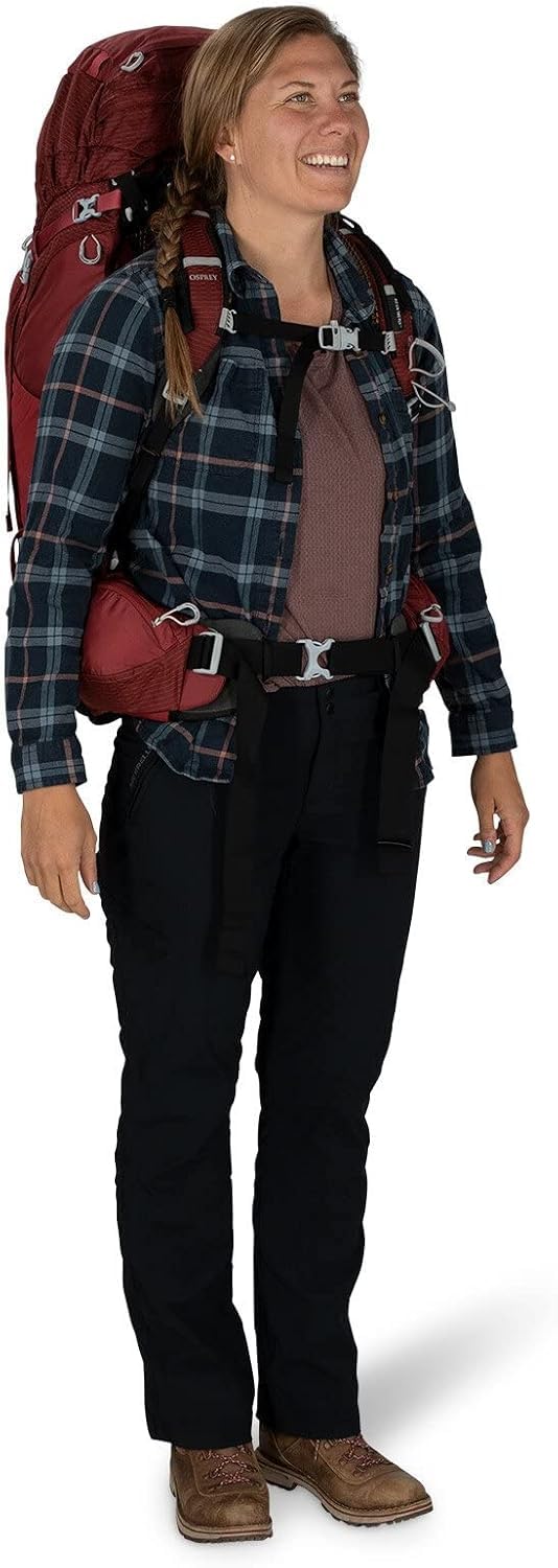 Osprey Aura AG 65L dual-access side pockets boost hydration and gear access.