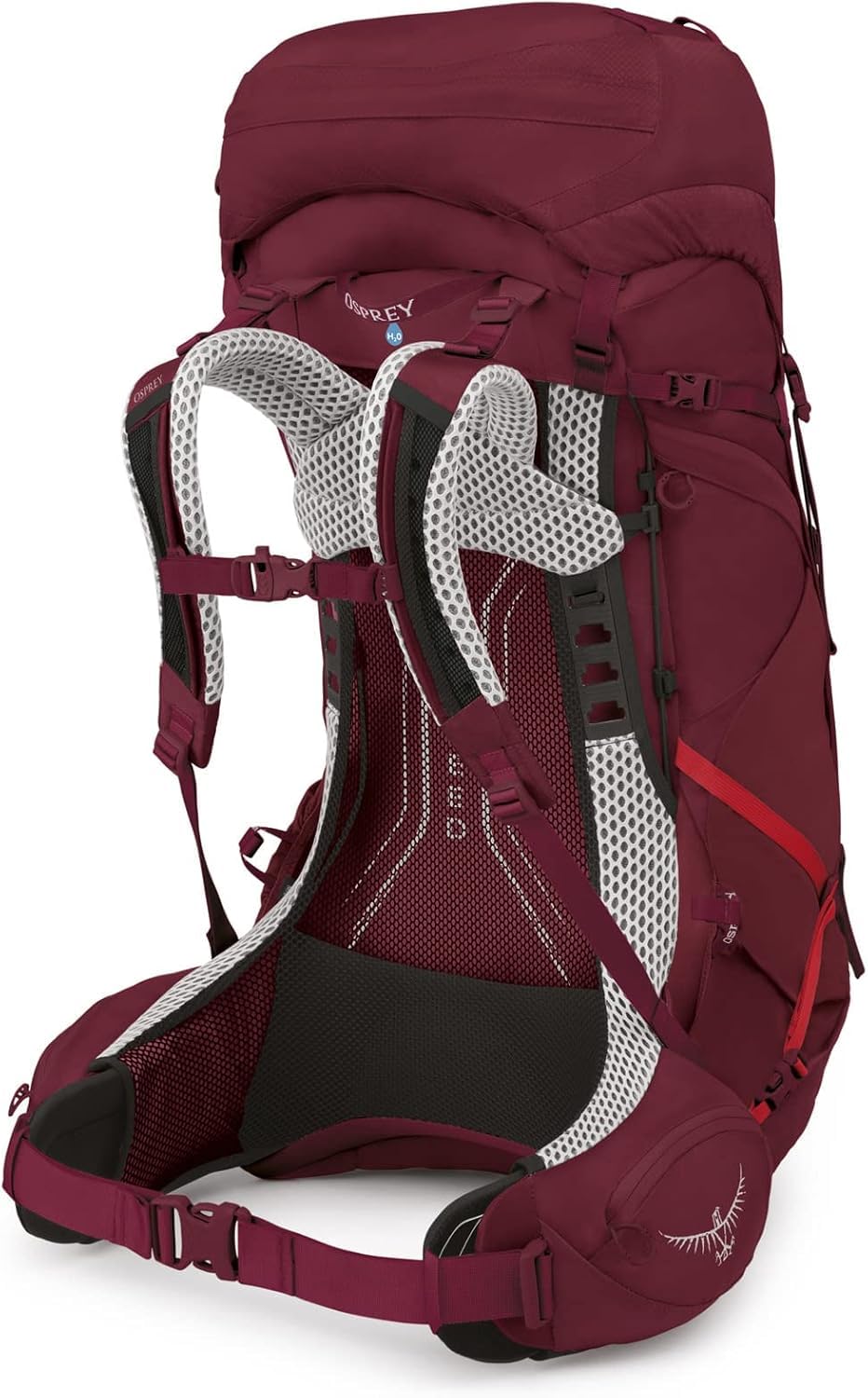 Osprey Aura AG LT 50 bluesign-approved fabrics highlight sustainable design and durability.