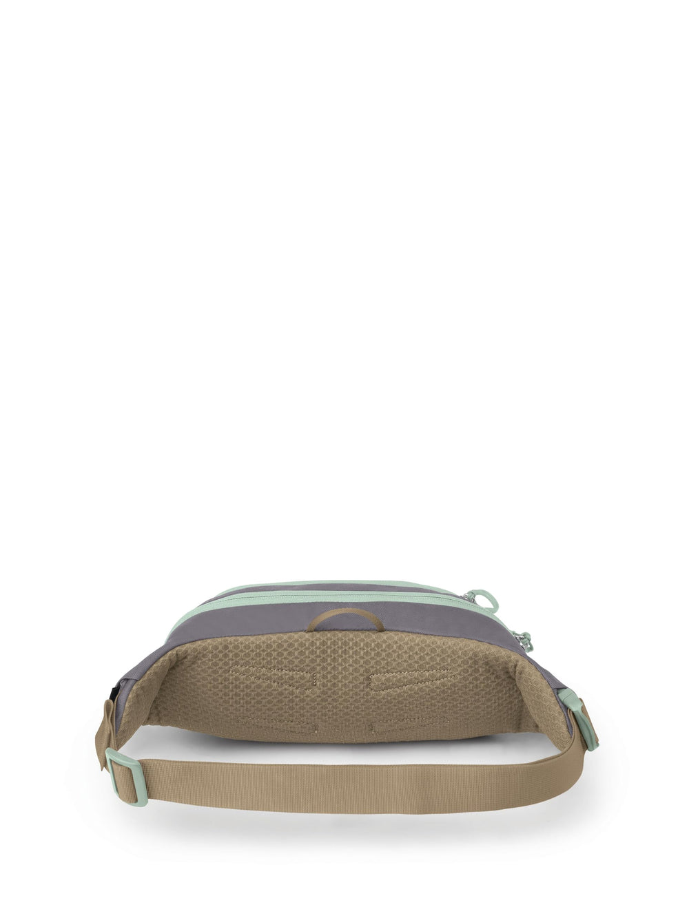 Osprey Daylite Waist Pack Latte Brown main compartment organizes cards and phone.