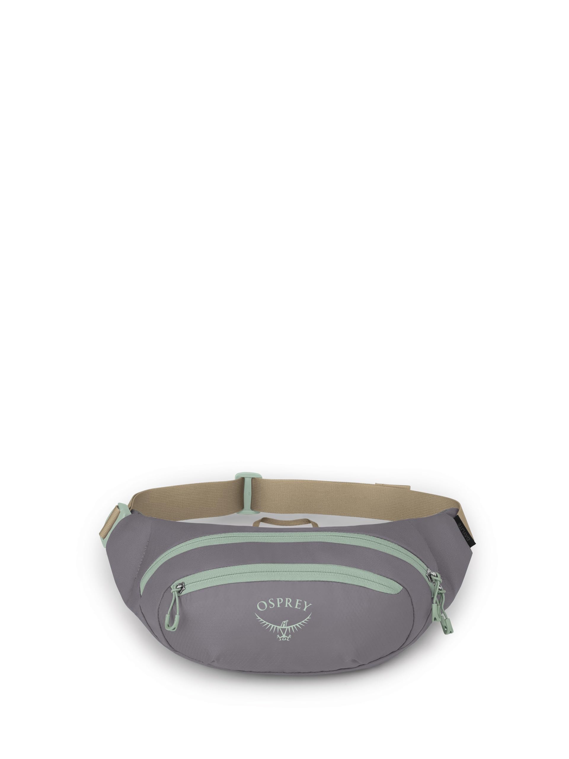 Osprey Daylite Waist Pack Soundwave Grey zipper pockets protect valuables on casual outings.