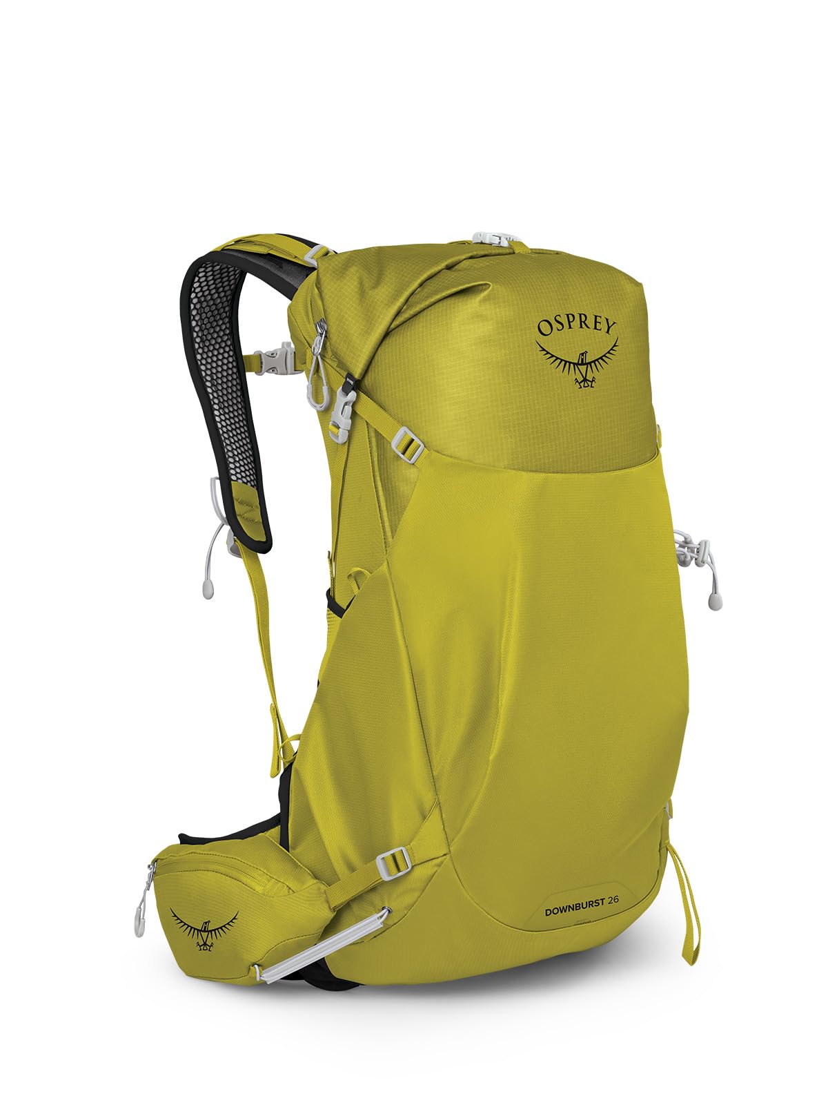 Osprey Downburst 26L front view shows breathable suspension and stable carry.