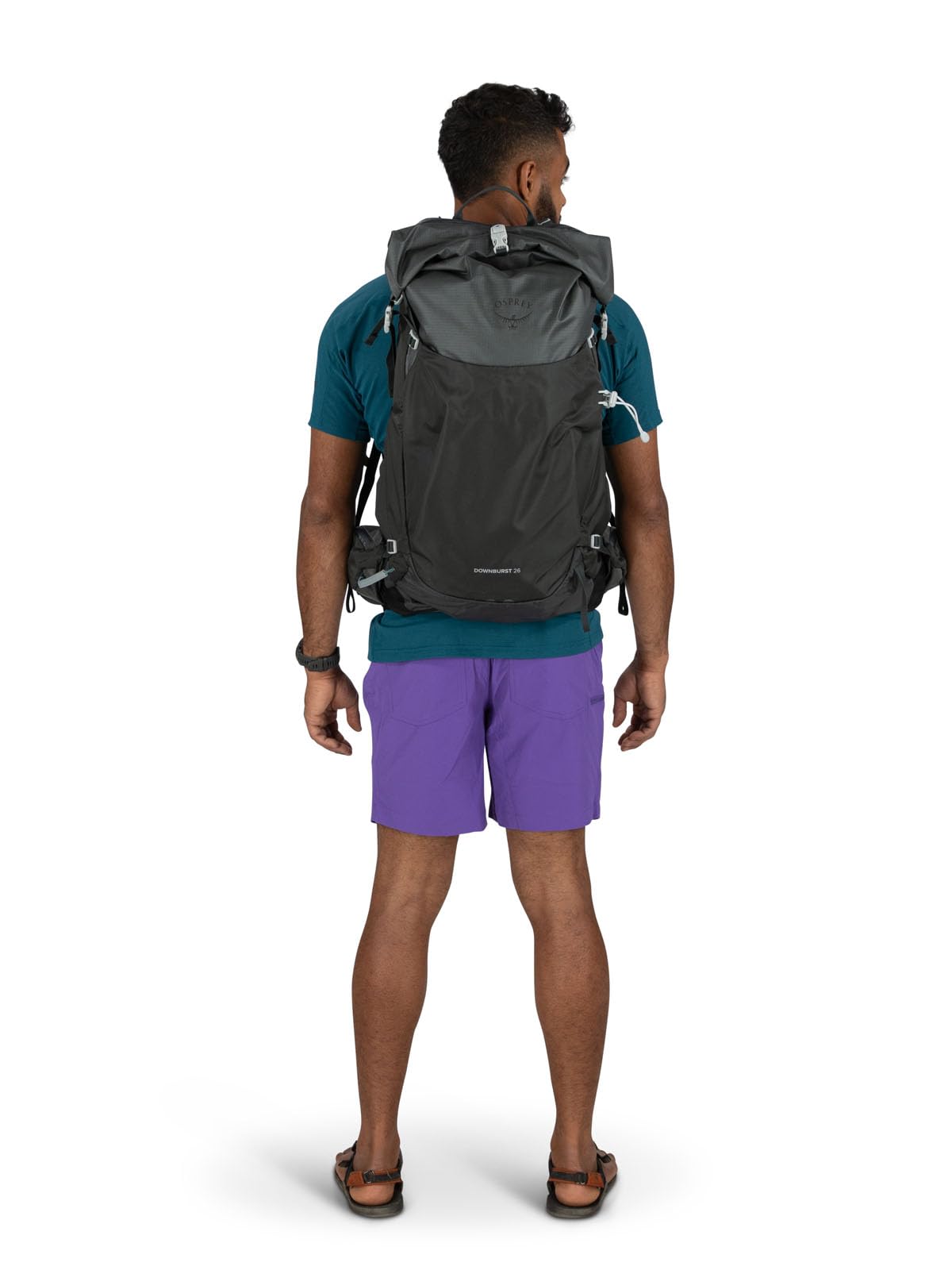 Osprey Downburst 26L ice axe loop for winter treks.