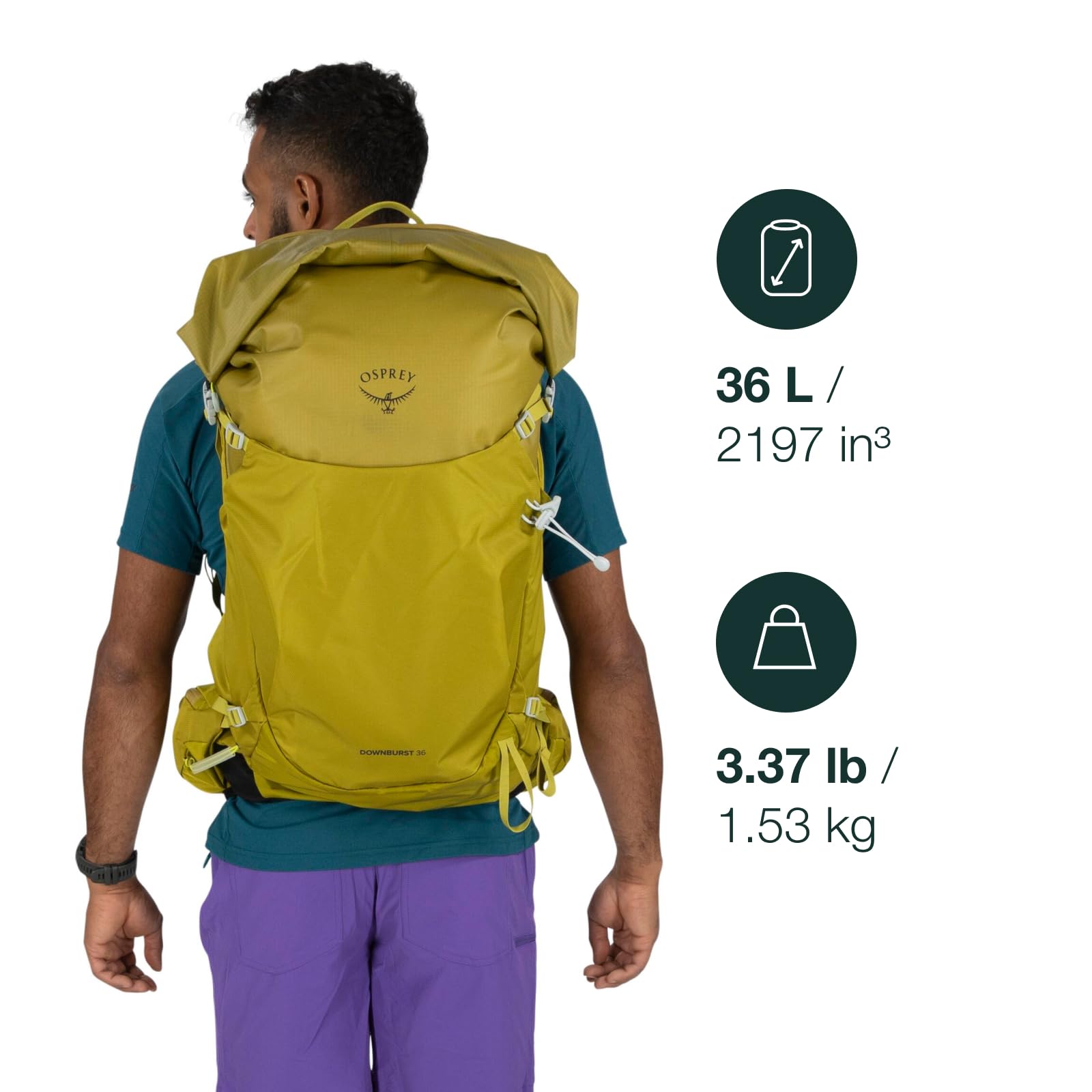 Osprey Downburst 36L AirSpeed suspension for breathable, comfortable hiking
