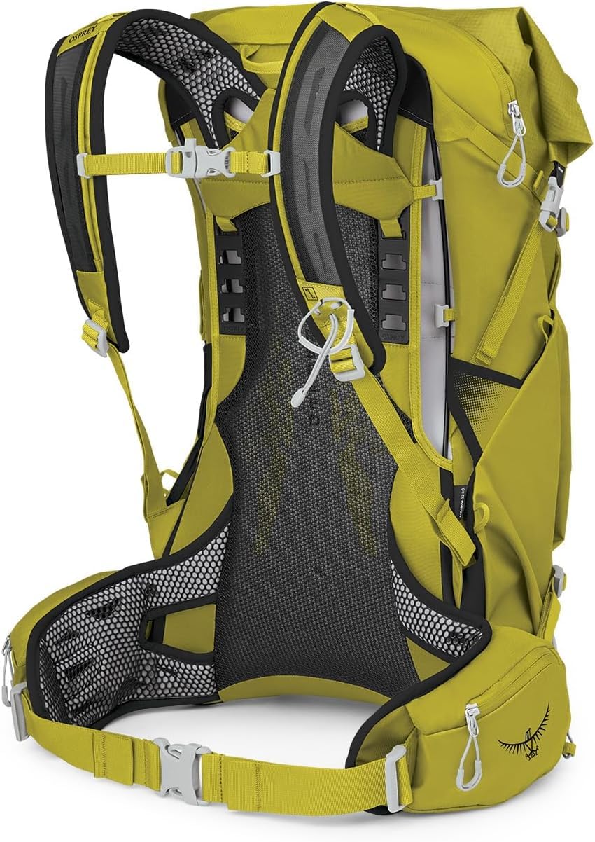 Osprey Downburst 36L top roll enhances water resistance during showers