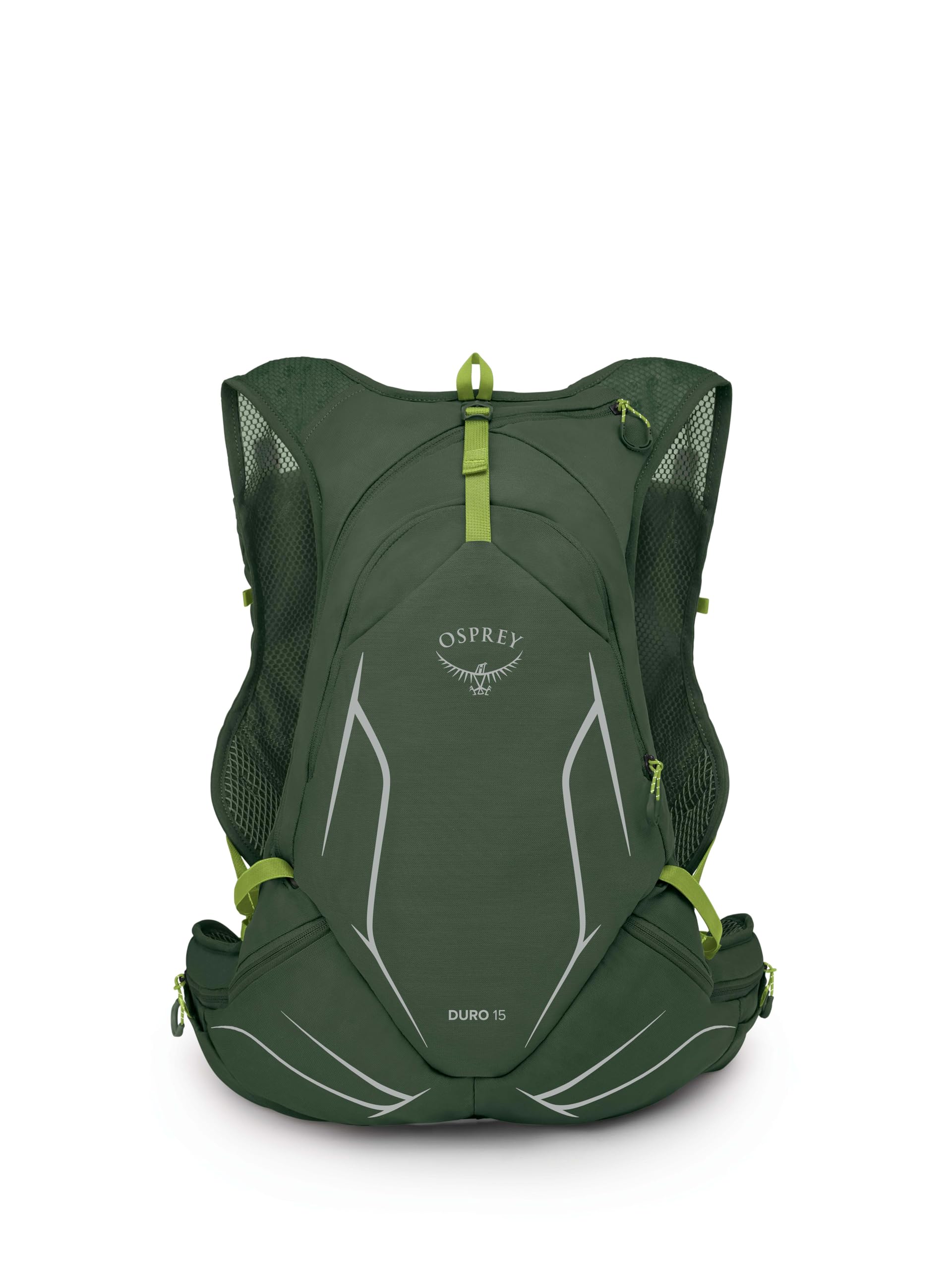 Osprey Duro 15L close-to-body fit reduces bounce on fast trail sections.