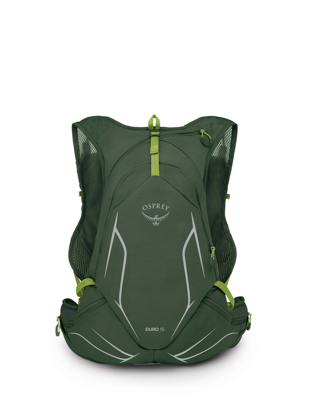 Osprey Duro 15L close-to-body fit reduces bounce on fast trail sections.