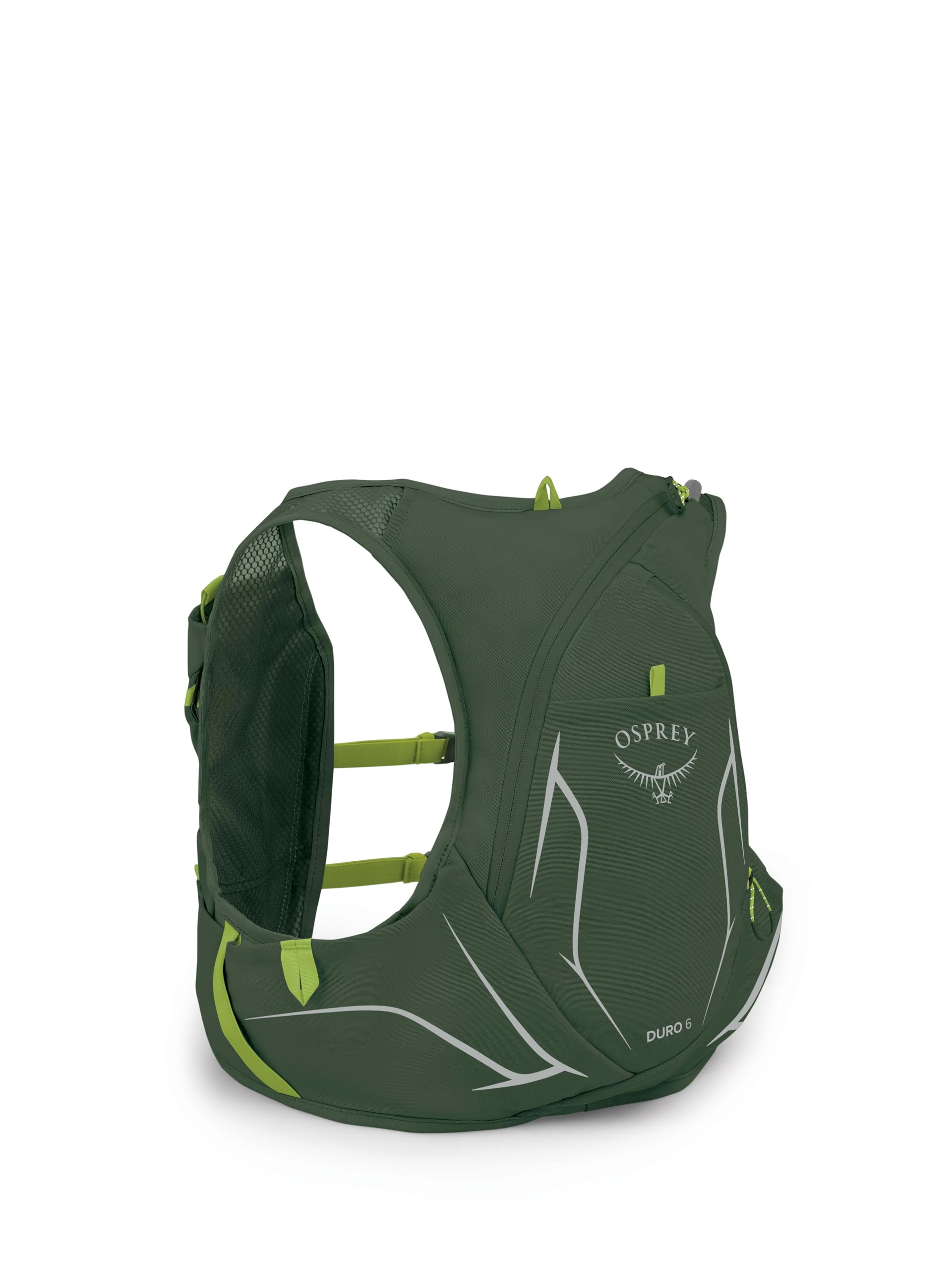 Osprey Duro 6L seaweed green and lemon colorway on display.