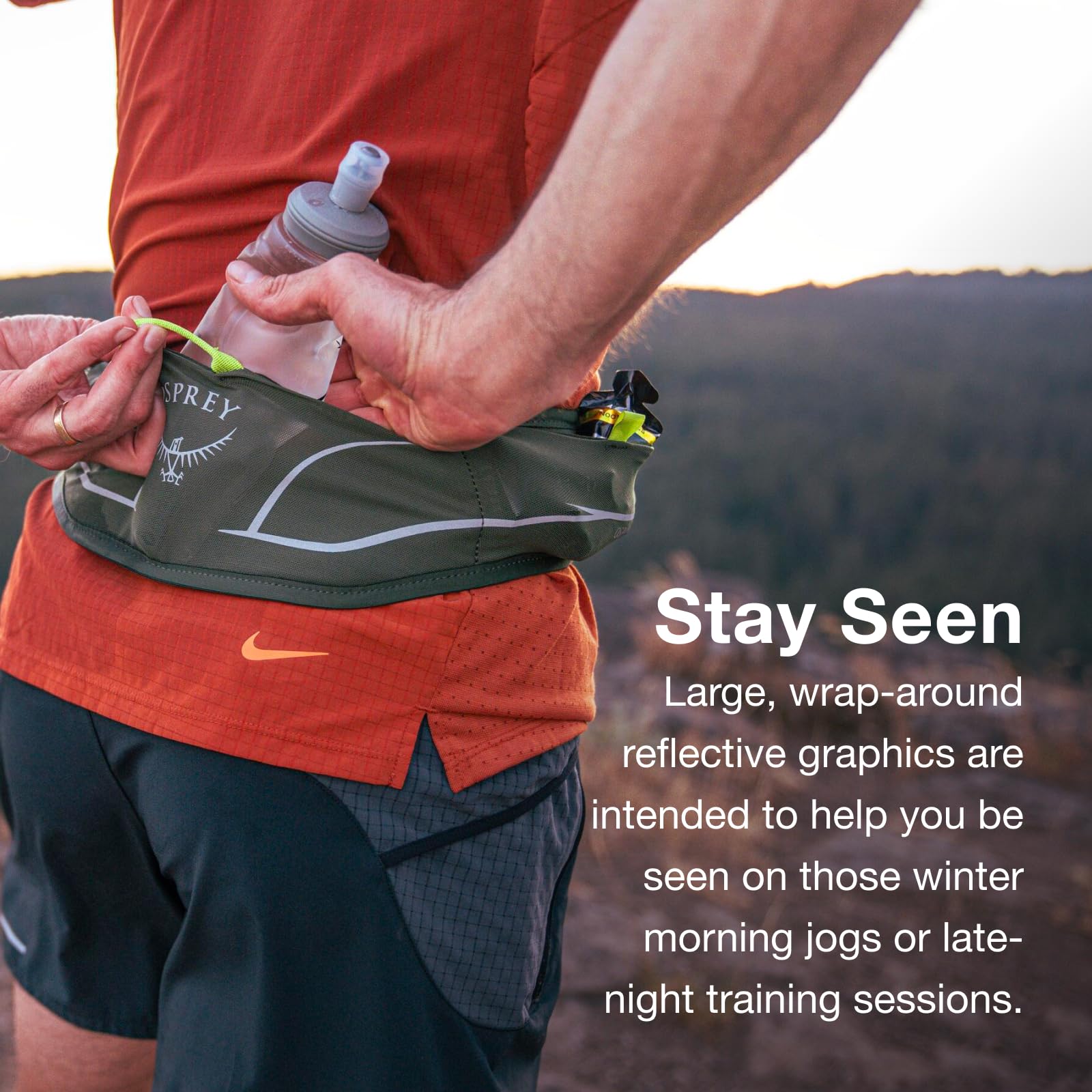 Osprey Duro Dyna LT Reflective graphics boost visibility for early runs