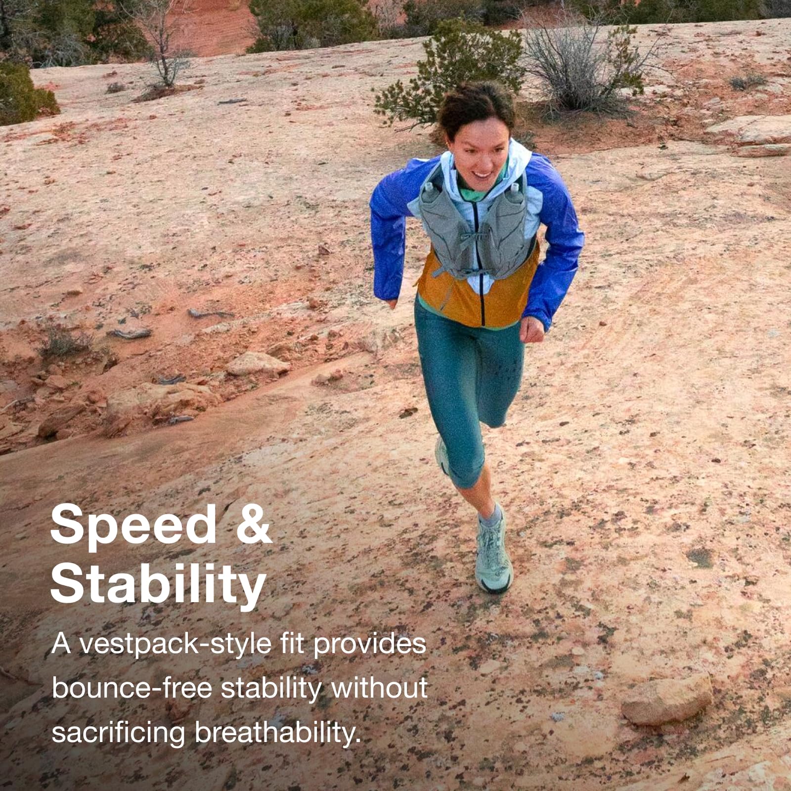 Osprey Duro LT vest reflective graphics enhance visibility at dawn or dusk