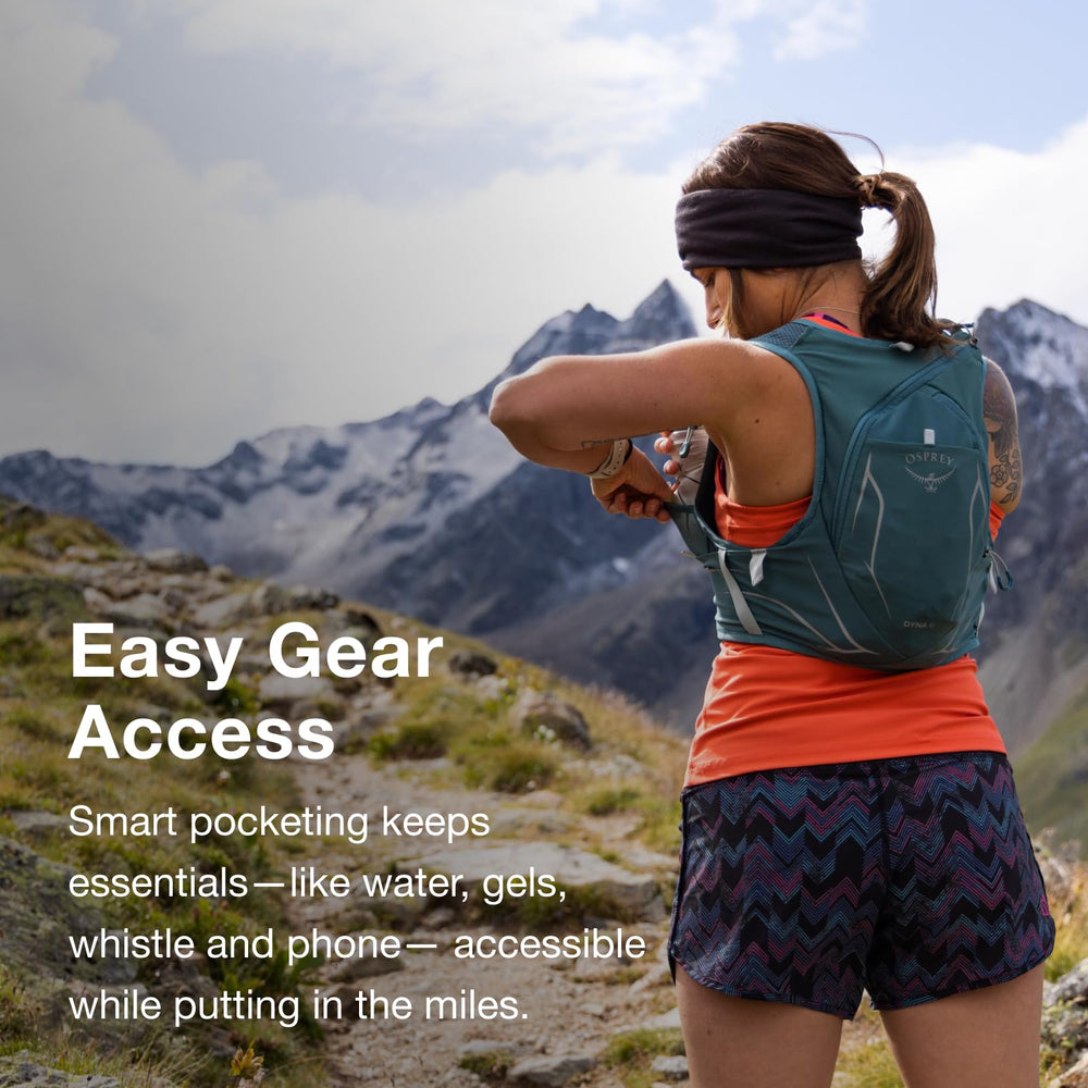 Osprey Dyna 6L reflective graphics enhancing visibility during dawn runs