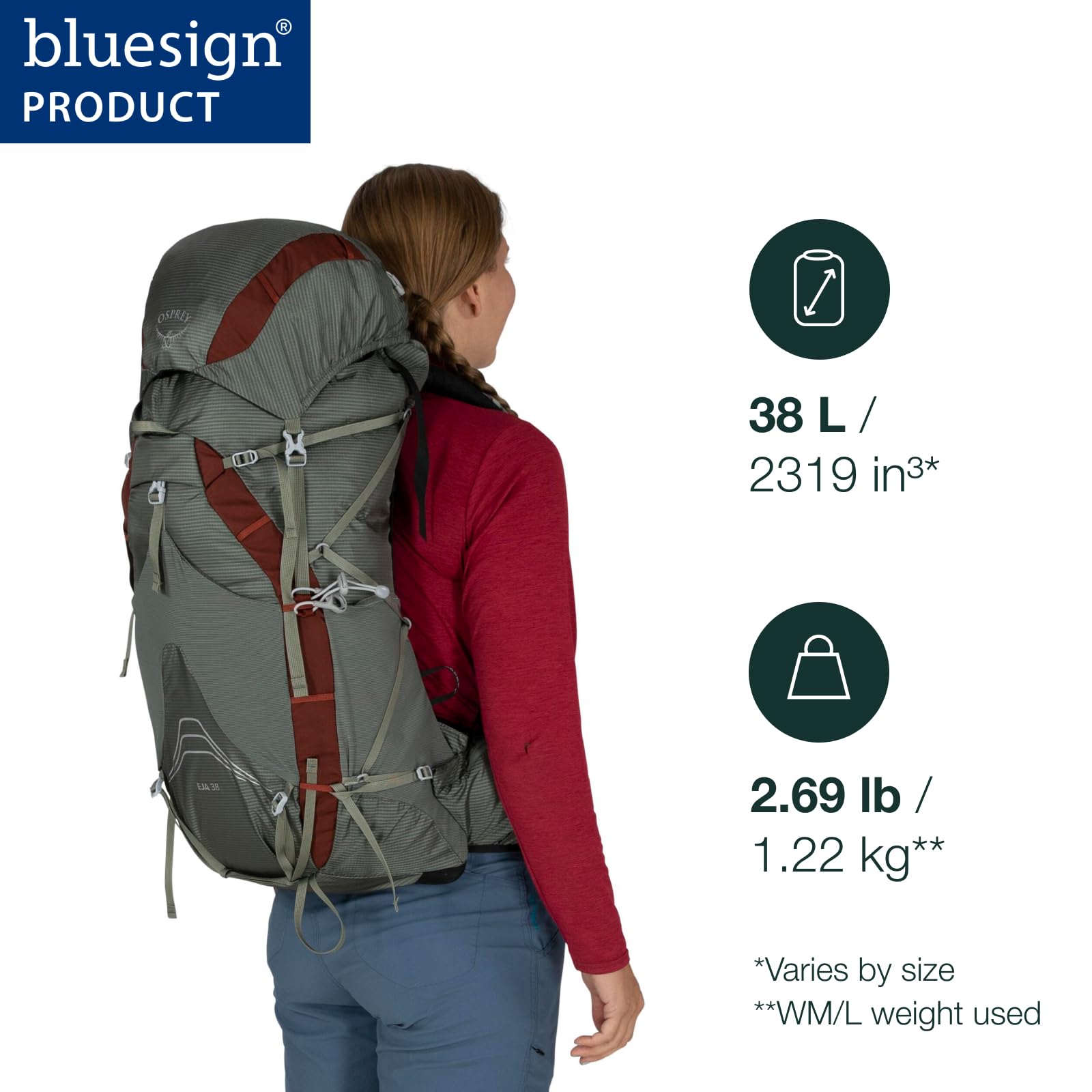 Osprey Eja 38L AirSpeed suspension provides cooling airflow during climbs