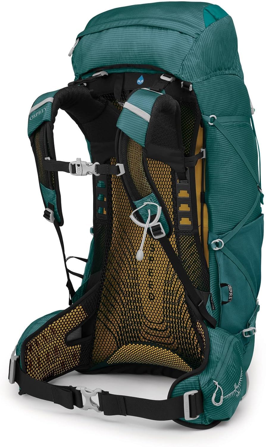 Osprey Eja 48L AirSpeed suspension delivers airflow for cooler carries.