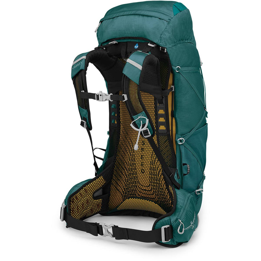 Osprey Eja 48L side view highlighting compact silhouette for alpine trails