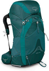 Osprey Eja 48L front view shows a lightweight women's ultralight backpack ideal for long treks.