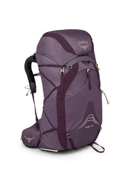Osprey Eja 48L women's backpack front view highlights ultralight design for long hikes.