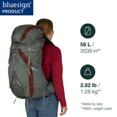 Osprey Eja 58L side view with hipbelt pockets for quick access