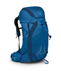 Osprey Exos 38L front view demonstrates a lightweight design for long thru-hikes.