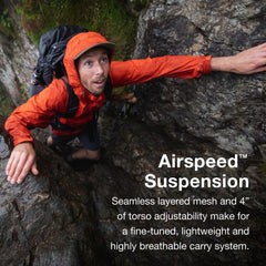 Osprey Exos 48L hipbelt pockets for quick-access essentials.