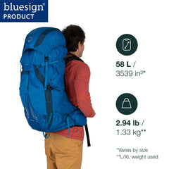 Osprey Exos 58L extended-fit hipbelt highlights larger waist compatibility