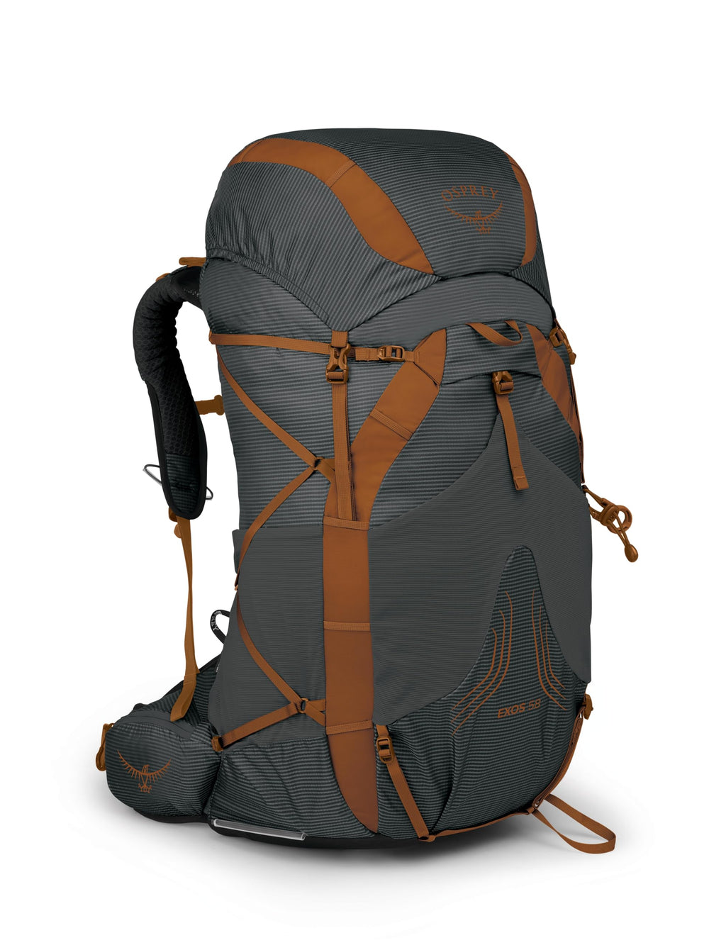 Osprey Exos 58L front view shows roomy opening for easy packing