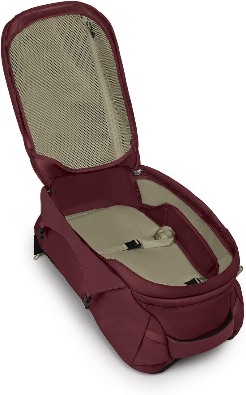 Osprey Fairview 40L carry-on-size supports airline-friendly packing.