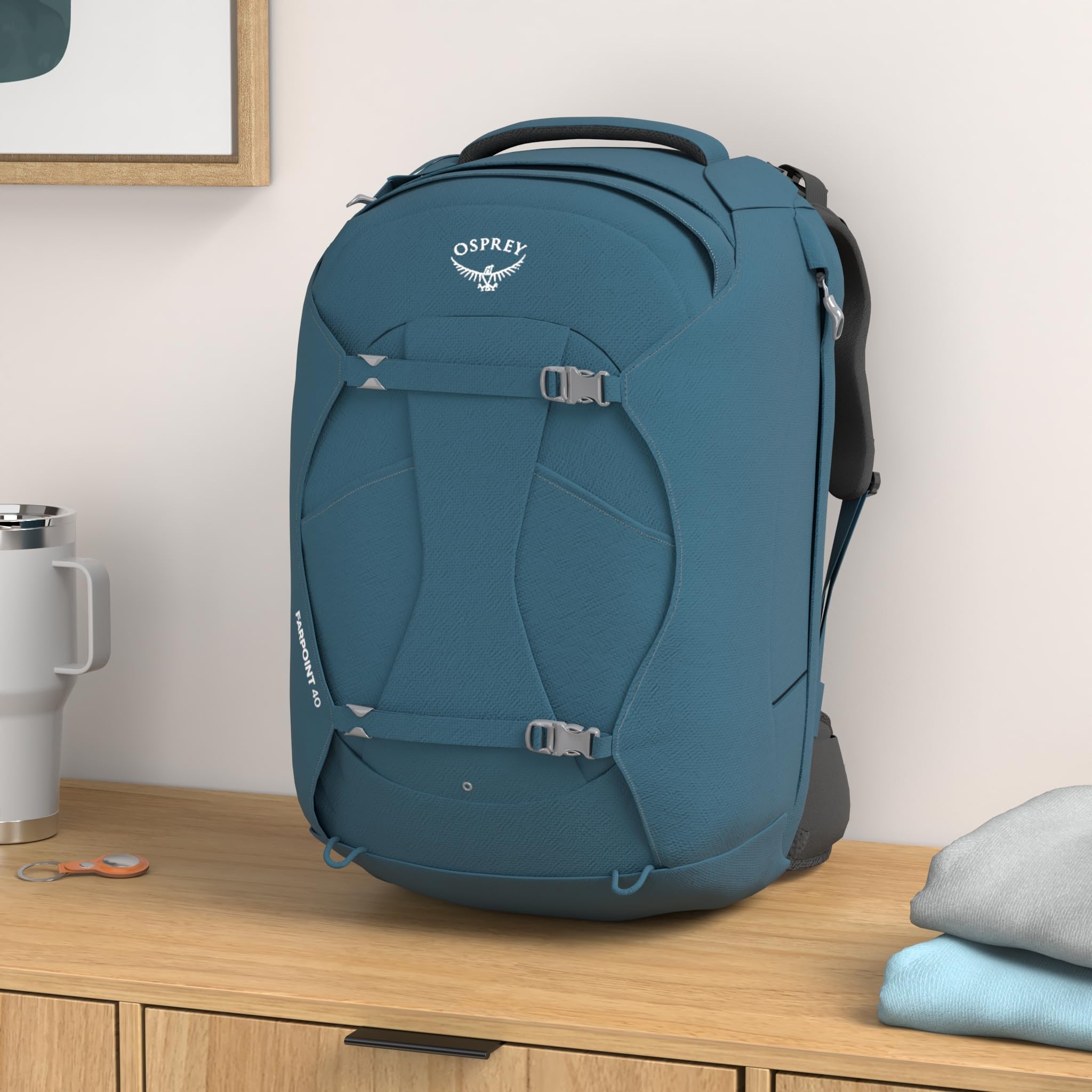 Osprey Fairview 40L side profile demonstrates a sleek silhouette ideal for overhead storage.