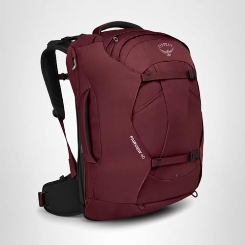 Osprey Fairview 40L zircon-red color adds vibrant travel style.