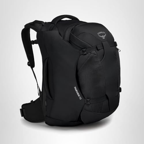 Osprey Fairview 55L breathable-harness system shown for comfortable wear