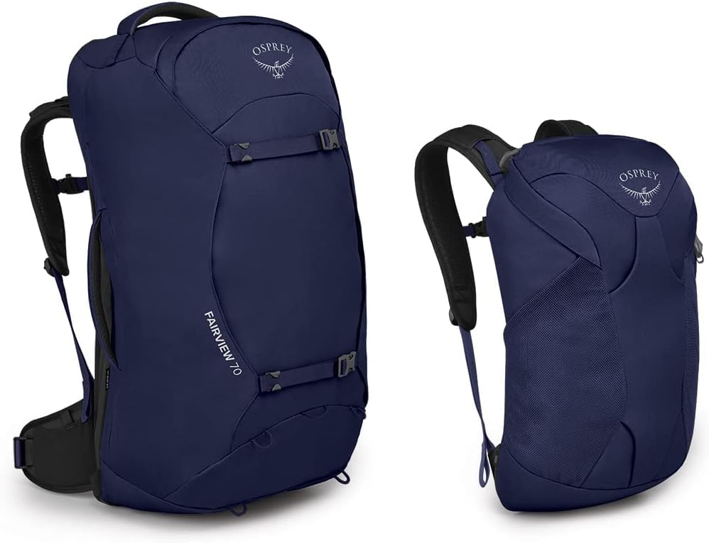 Osprey Fairview 70L durable fabric shows wear-resistant construction.