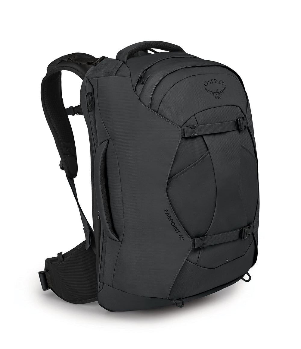 Osprey Farpoint 40L exterior profile shows travel-ready silhouette for easy overhead storage.