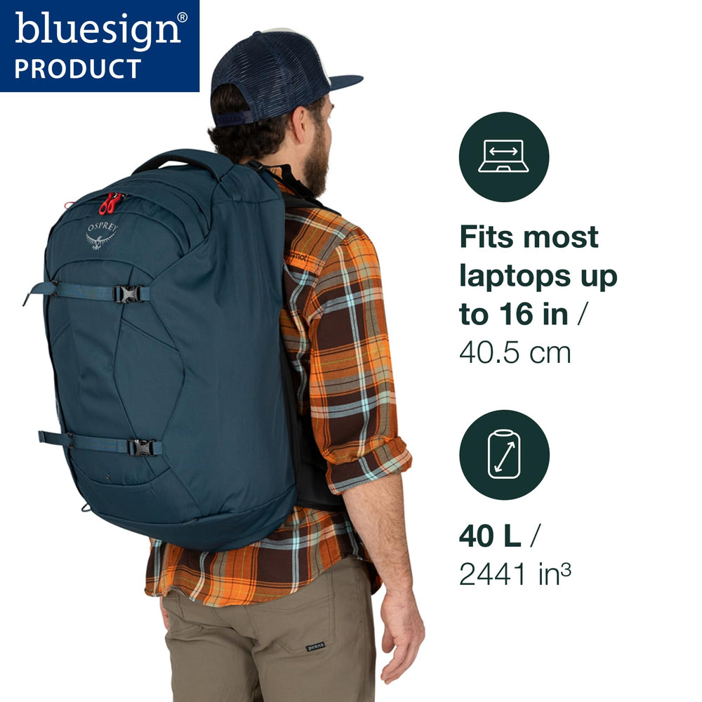 Osprey Farpoint 40L quick-access 16-inch laptop sleeve demonstrated for on-the-go productivity