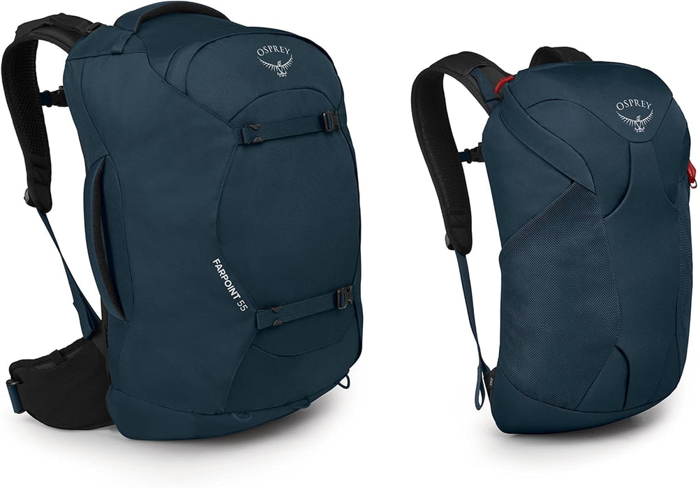 Osprey Farpoint 55L breathable harness and hipbelt keep you comfortable through long travel days