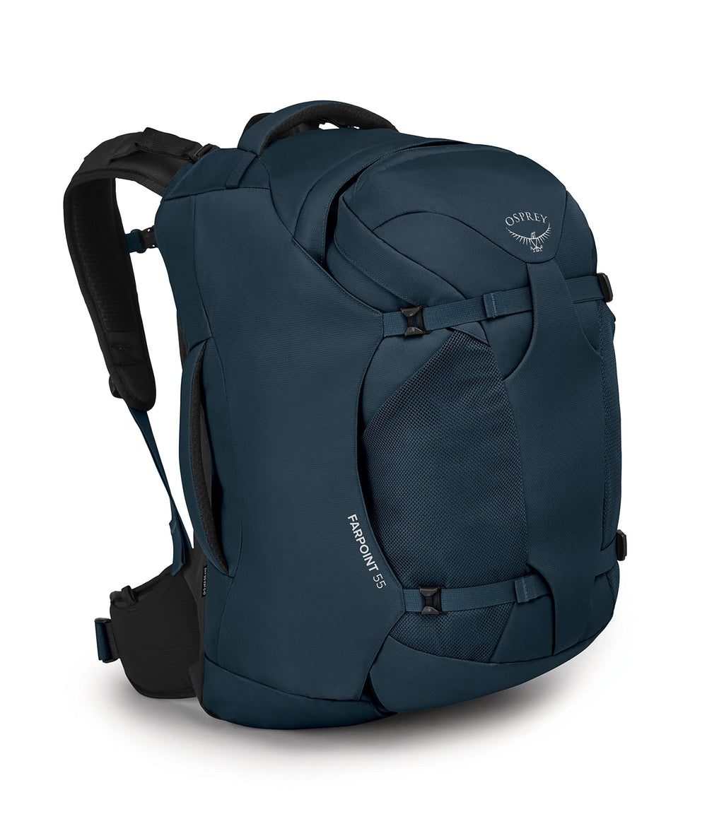 Osprey Farpoint 55L main pack overview showing durability for organized trips