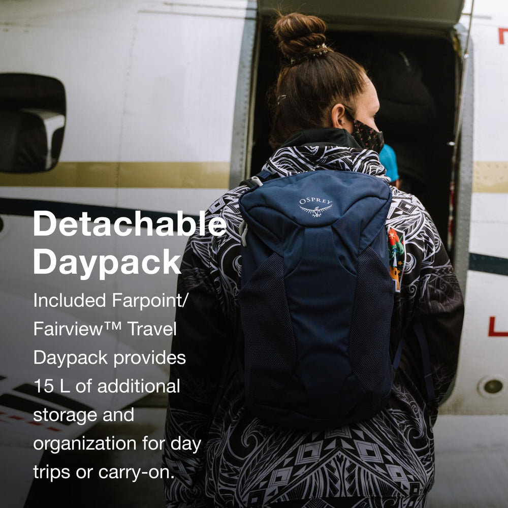 Osprey Farpoint 55L overhead-friendly design keeps your bag under seat or overhead bin