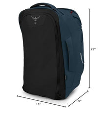 Osprey Farpoint 55L stowaway harness demonstrates quick deployment on varied terrain